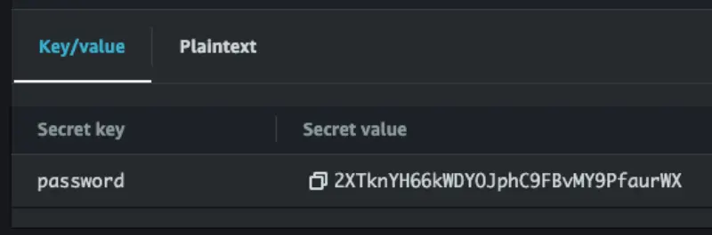 password in Secrets Manager